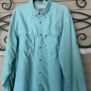 L.L. Bean Aqua Button-Up TROPICWEAR SHIRT XL
